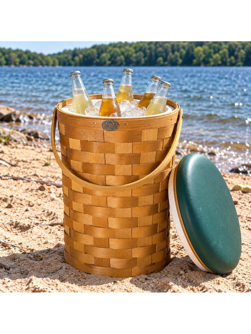 Vintage Peterboro Cool Stool Insulated Picnic Basket Cooler With Green Seat